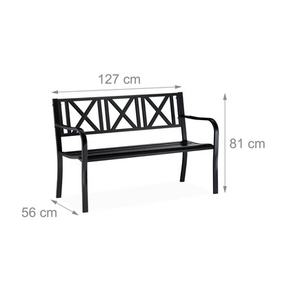 Artikelbild 2 für relaxdays Gartenbank 10026112_0 schwarz Metall 127,0 cm, Artikelnummer 767907
