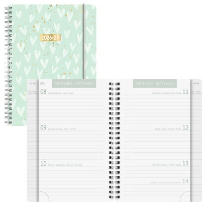 Artikelbild für BRUNNEN Schülerkalender Heart 2026/2027 mint, weiß, gold, 1 St., Artikelnummer 804889