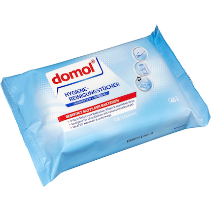 Artikelbild 3 für domol Desinfektionstücher 1-lagig weiß, 40 Tücher, Artikelnummer 213667