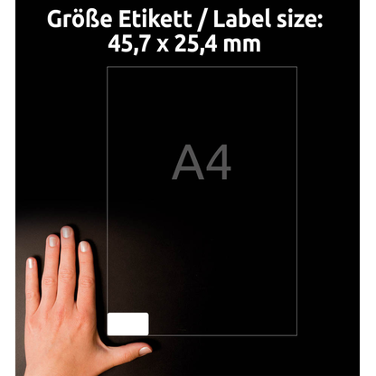 Artikelbild 15 für AVERY Zweckform abziehsichere Folienetiketten L6145-20 weiß 45,7 x 25,4 mm, 20 Blatt, Artikelnummer 896928
