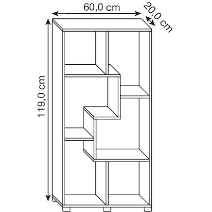 Scaffale In Legno VCM Blina – Libreria Salvaspazio H119 X L60 X P20 Cm – Elegante Ripiano Con 5 Mensole – Mobile Divisorio In Sonoma Eiche – Per Libri, CD, Decorazioni - 3