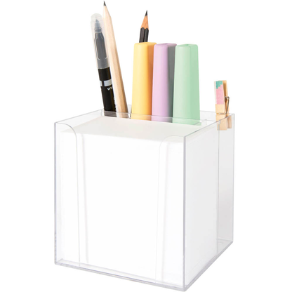 Artikelbild für folia Zettelbox mit Stiftehalter transparent inkl. 700 Notizzettel weiß, 1 St., Artikelnummer 479037