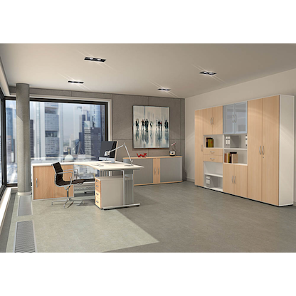 Artikelbild 5 für geramöbel Flex Rollcontainer weiß, buche 4 Auszüge 43,8 x 80,0 x 56,5 cm, Artikelnummer 882720