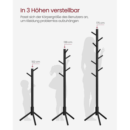 Artikelbild 5 für VASAGLE Kleiderständer schwarz Holz 8 Haken 47,0 x 175,0 cm, Artikelnummer 260776