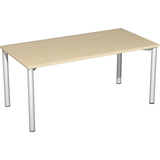Artikelbild 1 für geramöbel Flex Schreibtisch ahorn, silber rechteckig, 4-Fuß-Gestell silber 160,0 x 80,0 cm, Artikelnummer 880676