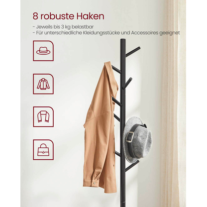 Artikelbild 6 für VASAGLE Kleiderständer schwarz Holz 8 Haken 47,0 x 175,0 cm, Artikelnummer 260776