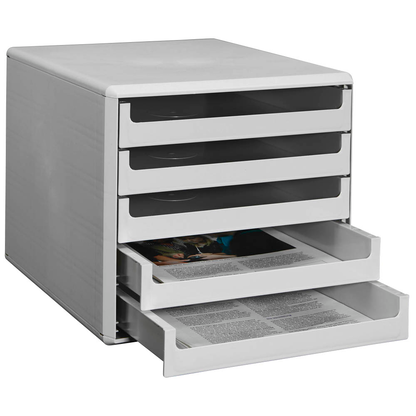 Artikelbild für M&M Schubladenbox lichtgrau 30050909, DIN A4 mit 5 Schubladen, 1 St., Artikelnummer 430918