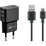 Artikelbild 1 für goobay Ladekabel mit Adapter schwarz, Kabellänge: 1,0 m, 12 Watt, Artikelnummer 788552