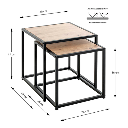 Artikelbild 2 für HAKU Möbel Beistelltische-Set rechteckig MDF-Platte eiche, 2 St., Artikelnummer 200448