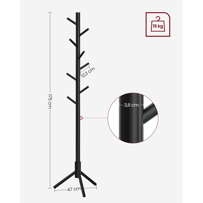 Artikelbild 4 für VASAGLE Kleiderständer schwarz Holz 8 Haken 47,0 x 175,0 cm, Artikelnummer 260776