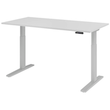 Artikelbild 1 für HAMMERBACHER XMKA16 elektrisch höhenverstellbarer Schreibtisch lichtgrau rechteckig, C-Fuß-Gestell silber 160,0 x 80,0 cm, Artikelnummer 837892