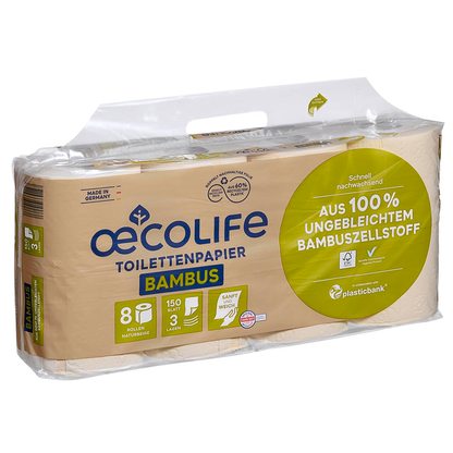 Artikelbild 2 für oecolife Toilettenpapier Bambus 3-lagig, 8 Rollen, Artikelnummer 671889