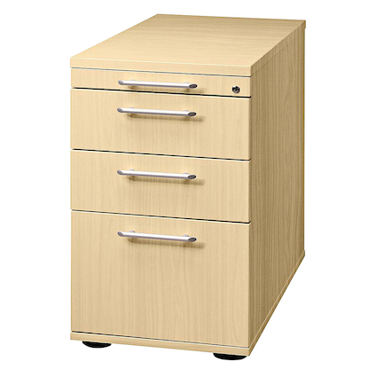 Artikelbild für HAMMERBACHER Solid Standcontainer ahorn 4 Auszüge Kunststoff-Relinggriff silber 42,8 x 80,0 x 72,0 - 76,0 cm, Artikelnummer 984492