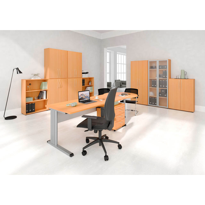 Artikelbild 5 für HAMMERBACHER GS19 Schreibtisch buche rechteckig, C-Fuß-Gestell silber 180,0 x 80,0 cm, Artikelnummer 843122