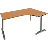 Artikelbild 1 für fm Sidney höhenverstellbarer Schreibtisch buche Bogenform, C-Fuß-Gestell Rundrohr silber 180,0 x 80,0 cm, Artikelnummer 565657