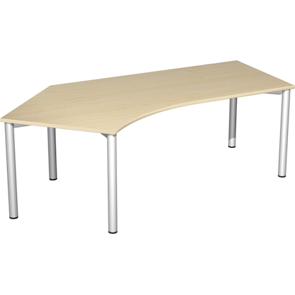 Artikelbild für geramöbel Flex Schreibtisch ahorn, silber L-Form, 5-Fuß-Gestell silber 216,6 x 113,0 cm, Artikelnummer 881173