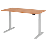 Artikelbild 1 für HAMMERBACHER Prokura elektrisch höhenverstellbarer Schreibtisch nussbaum rechteckig, C-Fuß-Gestell silber 160,0 x 80,0 cm, Artikelnummer 549826