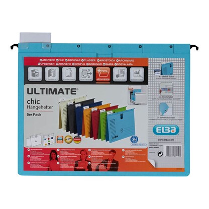 Artikelbild 5 für ELBA Hängehefter chic ULTIMATE Karton blau DIN A4 1x kaufmännische Heftung, 5 St., Artikelnummer 601609