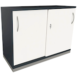 Artikelbild 1 für fm Schiebetürenschrank Sidney, 4260429766031 weiß, lavagrau 1 Fachboden 100,0 x 44,2 x 78,1 cm, Artikelnummer 413084