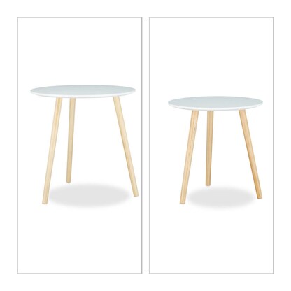 Artikelbild 7 für relaxdays Beistelltische-Set rund Holz weiß, 2 St., Artikelnummer 522381