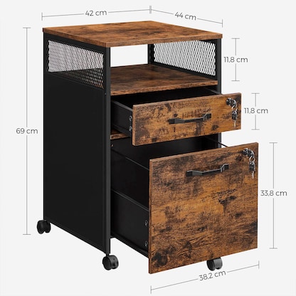 Artikelbild 2 für VASAGLE Rollcontainer braun, schwarz 2 Auszüge 42,0 x 44,0 x 69,0 cm, Artikelnummer 289859