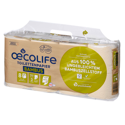 Artikelbild 4 für oecolife Toilettenpapier Bambus 3-lagig, 8 Rollen, Artikelnummer 671889
