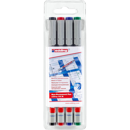 Artikelbild für edding 152 Folienstifte-Set farbsortiert non-permanent, 4 St., Artikelnummer 269421