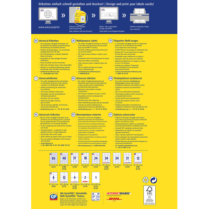 Artikelbild 4 für AVERY Zweckform Etiketten 3490 weiß 70,0 x 36,0 mm, 30 Blatt, Artikelnummer 437780