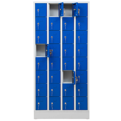 Artikelbild für Gürkan Schließfachschrank lichtgrau, enzianblau 110298, 32 Schließfächer 80,0 x 15,0 x 168,0 cm, Artikelnummer 561074