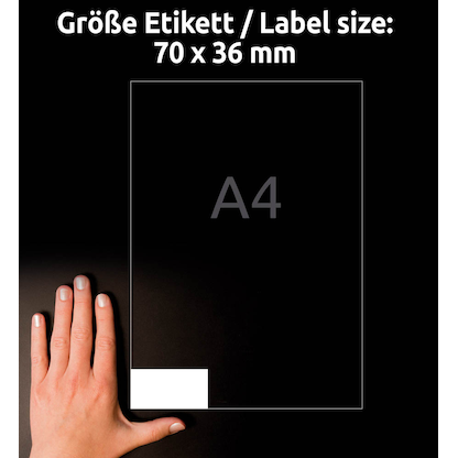 Artikelbild 6 für AVERY Zweckform Etiketten 3490 weiß 70,0 x 36,0 mm, 30 Blatt, Artikelnummer 437780