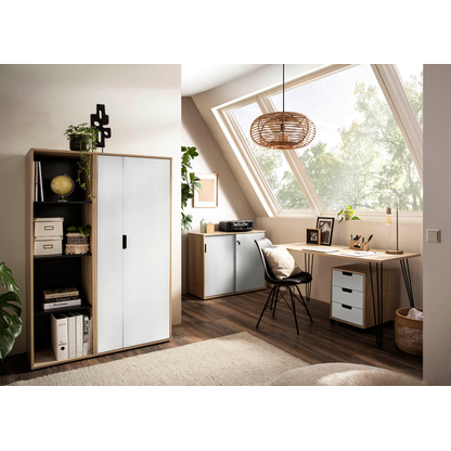 Artikelbild 5 für MÖBELPARTNER Aktenschrank Emmik, 702041 weiß-eiche, weiß 3 Fachböden 62,1 x 41,0 x 163,6 cm, Artikelnummer 610566