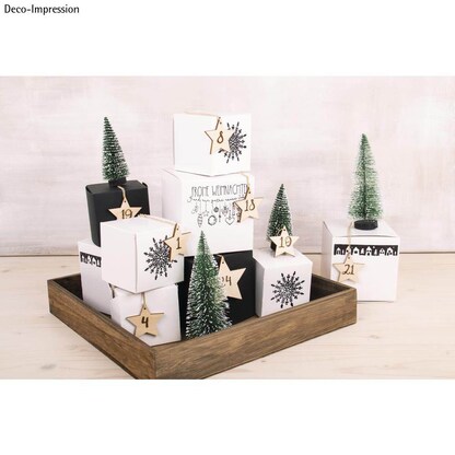 Artikelbild 2 für Rayher Adventskalenderzahlen Holz Hänger Sterne beige 24 St., Artikelnummer 928721