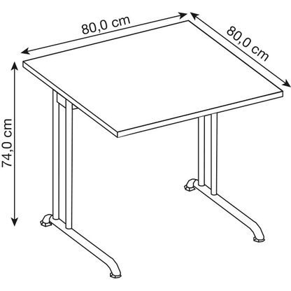 Artikelbild 2 für HAMMERBACHER Altus Schreibtisch ahorn quadratisch, C-Fuß-Gestell silber 80,0 x 80,0 cm, Artikelnummer 962480