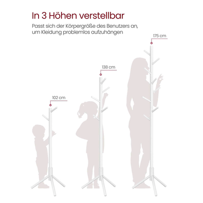 Artikelbild 6 für VASAGLE Kleiderständer RCR04WT weiß Holz 8 Haken 47,0 x 175,0 cm, Artikelnummer 262566