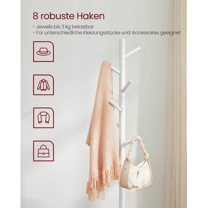 Artikelbild 7 für VASAGLE Kleiderständer RCR04WT weiß Holz 8 Haken 47,0 x 175,0 cm, Artikelnummer 262566