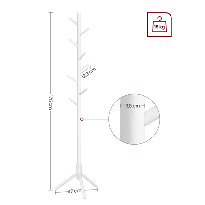 Artikelbild 5 für VASAGLE Kleiderständer RCR04WT weiß Holz 8 Haken 47,0 x 175,0 cm, Artikelnummer 262566