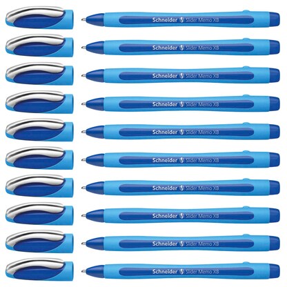 Artikelbild für Schneider Kugelschreiber Slider Memo hellblau/dunkelblau, Schreibfarbe: blau, 10 St., Artikelnummer 389825