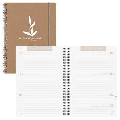 Artikelbild für BRUNNEN Schülerkalender Linen 2026/2027 hellbraun, weiß, 1 St., Artikelnummer 805067