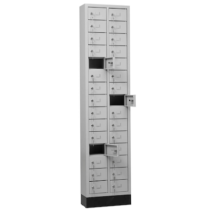 Artikelbild für Gürkan Schließfachschrank lichtgrau 111526, 30 Schließfächer 46,0 x 20,0 x 195,0 cm, Artikelnummer 561086