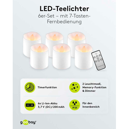 Artikelbild 4 für goobay LED-Teelichter weiß, 6 St., Artikelnummer 725436