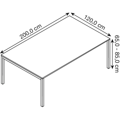 Artikelbild 2 für BISLEY Konferenztisch Cito grauweiß, silber rechteckig, 4-Fuß-Gestell silber, 200,0 x 120,0 x 65,0 - 85,0 cm, Artikelnummer 257459