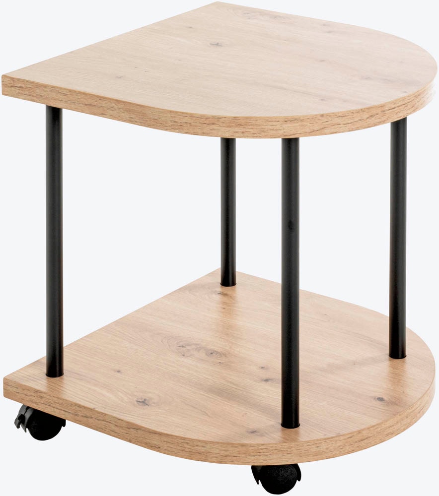 HAKU Möbel Beistelltisch halbrund MDF-Platte eiche 40,0 x 40,0 x 45,0 cm, 1 St