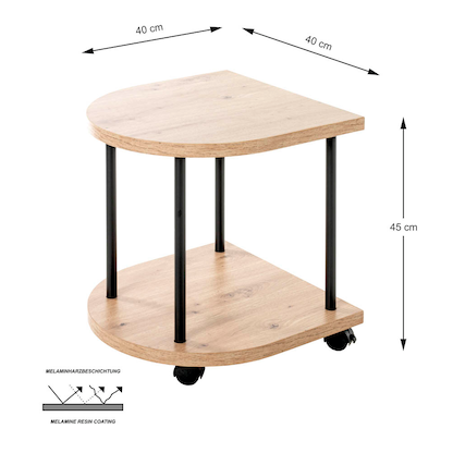 Artikelbild 2 für HAKU Möbel Beistelltisch halbrund MDF-Platte eiche 40,0 x 40,0 x 45,0 cm, 1 St., Artikelnummer 200467