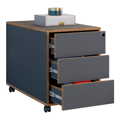 Artikelbild 5 für VCM my office Salia Rollcontainer anthrazit, honig-eiche 3 Auszüge 39,0 x 70,0 x 50,0 cm, Artikelnummer 364483