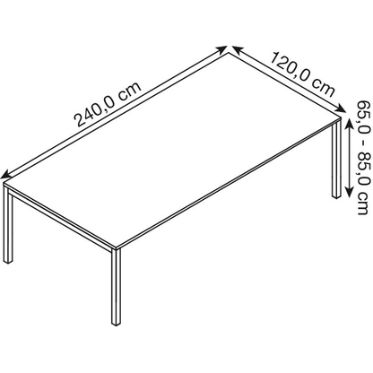 Artikelbild 2 für BISLEY Konferenztisch Cito ahorn, verkehrsweiß rechteckig, 4-Fuß-Gestell weiß, 240,0 x 120,0 x 65,0 - 85,0 cm, Artikelnummer 257523