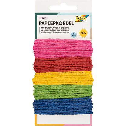 Artikelbild für folia Kordel Papier farbig rauh pink, rot, gelb, grün, blau; 3,0 mm x 5x 5,0 m, Artikelnummer 479301