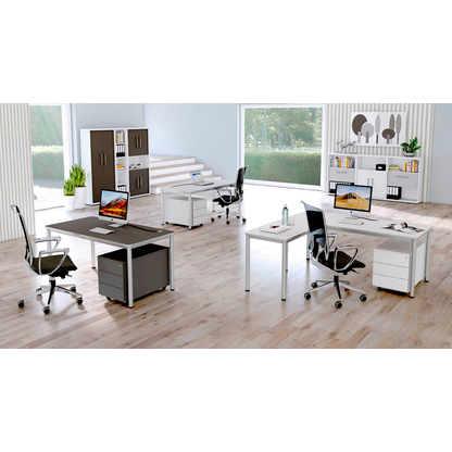 Artikelbild 5 für Kerkmann Prime Schreibtisch lichtgrau L-Form, 6-Fuß-Gestell silber 180,0 x 180,0 cm, Artikelnummer 120929