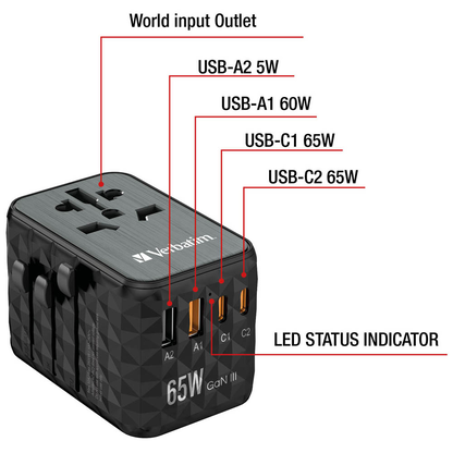 Artikelbild 2 für verbatim UTA-05 GaN-Ladeadapter schwarz, 65 W, Artikelnummer 227957