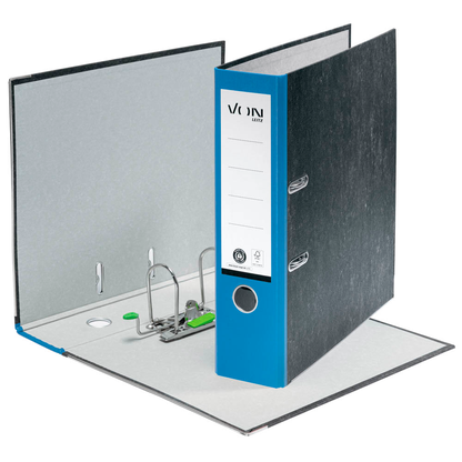 Artikelbild 2 für VON LEITZ Ordner blau mamoriert Karton 8,0 cm DIN A4, 1 St., Artikelnummer 635569