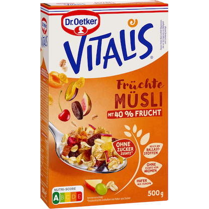 Artikelbild für Dr. Oetker Vitalis Früchte ohne Zuckerzusatz Müsli 500,0 g, 1 St., Artikelnummer 285519